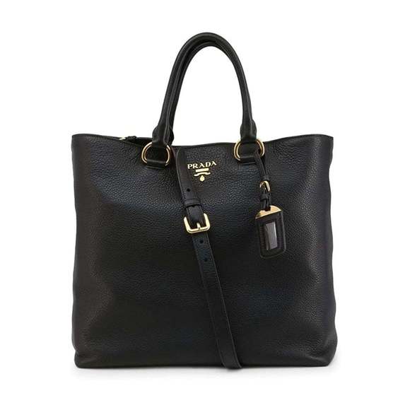 Prada Black Vitello Phenix Leather Shopping Tote - Picture 1 of 12